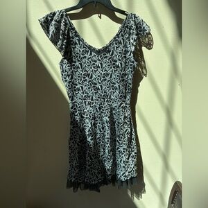 Floral Lace Black and White Women's Top